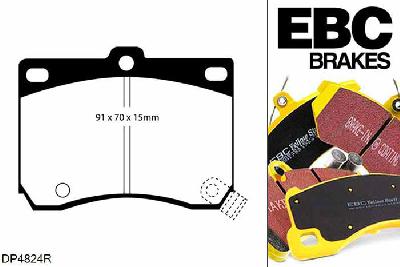 DP4824R, Mazda MX3, 1.8 1991-1997, EBC Yellowstuff remblokken set vooras, Voor modellen met Sumitomo remklauwen aan de vooras, Voor modellen met een remschijf diameter 257mm