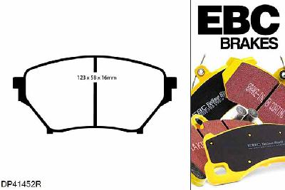 DP41452R, Mazda MX5 Mk2 (NB), 1.8 (Sport) 2001-2005, EBC Yellowstuff remblokken set vooras, Voor modellen met Sumitomo remklauwen aan de vooras, Voor modellen met een remschijf diameter 269mm