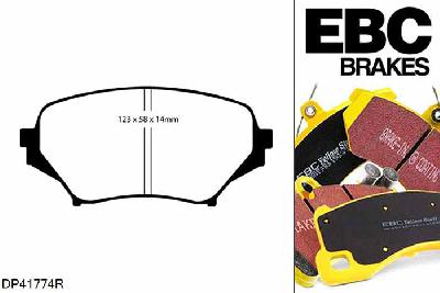 DP41774R, Mazda MX5 Mk3 (NC), 1.8 2005-2015, EBC Yellowstuff remblokken set vooras, Voor modellen met Advics remklauwen aan de vooras, Voor modellen met een remschijf diameter 290mm