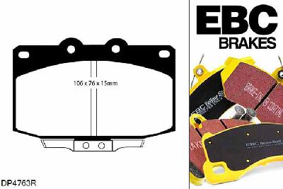 DP4763R, Mazda RX7, 2.6 Twin Turbo (1.3) (FD3) 1998-2002, EBC Yellowstuff remblokken set vooras, Voor modellen met een remschijf diameter 314mm