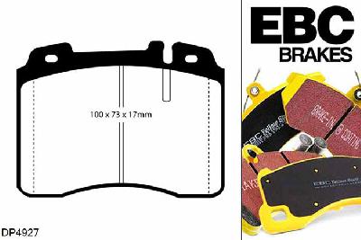 DP4927R, Mercedes 190 (W201), 2.5 16v Evolution 1989-1993, EBC Yellowstuff remblokken set vooras, Voor modellen met ATE remklauwen aan de vooras, Voor modellen met een remschijf diameter 300mm