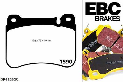 DP41590R, Mercedes C-Class (W203), C320 TD 2005-2007, EBC Yellowstuff remblokken set vooras, Voor modellen met Brembo remklauwen aan de vooras, Voor modellen met een remschijf diameter 330mm