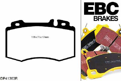DP41363R, Mercedes C-Class (W203), C320 TD Sport Suspension 2005-2007, EBC Yellowstuff remblokken set vooras, Voor modellen met Brembo remklauwen aan de vooras, Voor modellen met een remschijf diameter 345mm