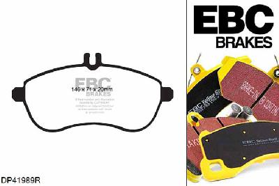 DP41989R, Mercedes C-Class Estate (S204), C180 2010-2015, EBC Yellowstuff remblokken set vooras, Voor modellen met TRW remklauwen aan de vooras, Voor modellen met een remschijf diameter 288mm