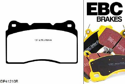 DP41210R, Mitsubishi Lancer Evo 5, 2.0 Turbo GSR 1997-1999, EBC Yellowstuff remblokken set vooras, Voor modellen met Brembo remklauwen aan de vooras, Voor modellen met een remschijf diameter 320mm
