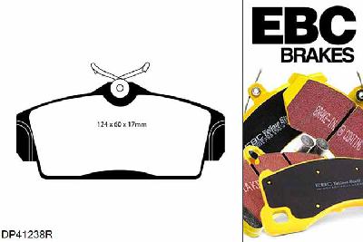 DP41238R, Nissan Almera, 1.5 D (ABS) 2003-2006, EBC Yellowstuff remblokken set vooras, Voor modellen met Girling/TRW remklauwen aan de vooras, Voor modellen met een remschijf diameter 280mm