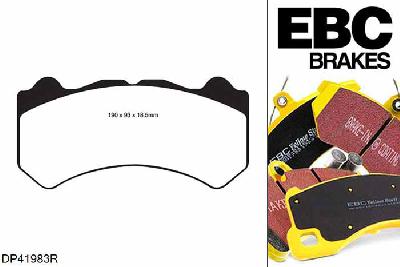 DP41983R, Nissan Juke-R, 3.8 Twin Turbo 545 PK 2013-, EBC Yellowstuff remblokken set vooras, Voor modellen met Brembo remklauwen aan de vooras, Voor modellen met een remschijf diameter 390mm