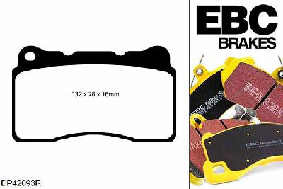 DP42093R, Opel Astra GTC (J), 2.0 Turbo (OPC) 280 PK 2012-, EBC Yellowstuff remblokken set vooras, Voor modellen met Brembo remklauwen aan de vooras, Voor modellen met een remschijf diameter 355mm