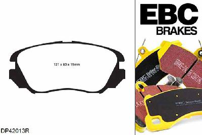 DP42013R, Opel Insignia, 2.0 TD 170 PK 2015-2017, EBC Yellowstuff remblokken set vooras, Voor modellen met Mando remklauwen aan de vooras, Voor modellen met een remschijf diameter 296mm