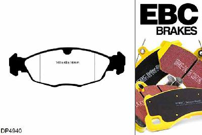 DP4940R, Opel Vectra, 1.7 TD 1992-1995, EBC Yellowstuff remblokken set vooras, Voor modellen met ATE remklauwen aan de vooras, Voor modellen met een remschijf diameter 255mm