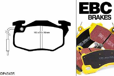 DP4545R, Peugeot 205, 1.6 1983-1990, EBC Yellowstuff remblokken set vooras, Voor modellen met Bendix remklauwen aan de vooras, Voor modellen met een remschijf diameter 247mm