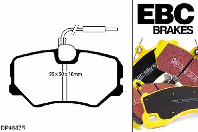 DP4687R, Peugeot 306, 2.0 16v 1993-1995, EBC Yellowstuff remblokken set vooras, Voor modellen met Girling/TRW remklauwen aan de vooras, Voor modellen met een remschijf diameter 266mm