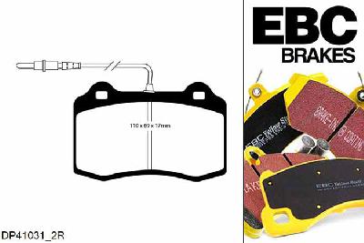 DP41031/2R, Peugeot 406 Coupe, 2.2 TD 2001-2004, EBC Yellowstuff remblokken set vooras, Voor modellen met Brembo remklauwen aan de vooras, Voor modellen met een remschijf diameter 305mm
