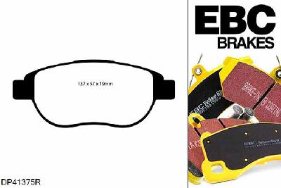 DP41375R, Peugeot Partner Combi, 1.6 (ESP) 2003-2008, EBC Yellowstuff remblokken set vooras, Voor modellen met Bosch remklauwen aan de vooras, Voor modellen met een remschijf diameter 282mm