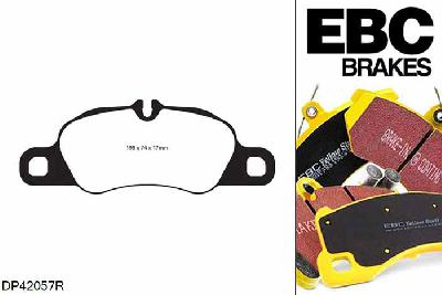 DP42057R, Porsche 911 (991) (Cast Iron Disc Only), 3.4 Carrera 4 350 PK 2012-2015, EBC Yellowstuff remblokken set vooras, Voor modellen met Brembo remklauwen aan de vooras, Voor modellen met een remschijf diameter 330mm