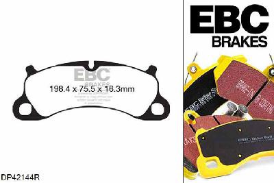 DP42144R, Porsche 911 (991) (Cast Iron Disc Only), 3.8 Carrera 4S 430 PK 2012-2015, EBC Yellowstuff remblokken set vooras, Voor modellen met Brembo remklauwen aan de vooras, Voor modellen met een remschijf diameter 340mm