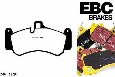 DP41516R, Porsche 911 (996) (Cast Iron Disc Only), 3.6 GT3 381 PK 2003-2005, EBC Yellowstuff remblokken set vooras, Voor modellen met Brembo remklauwen aan de vooras, Voor modellen met een remschijf diameter 350mm