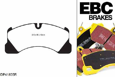 DP41835R, Porsche Macan (Cast Iron Discs Only)_, 3.6 Twin Turbo 395 PK 2014-, EBC Yellowstuff remblokken set vooras, Voor modellen met Brembo remklauwen aan de vooras, Voor modellen met een remschijf diameter 360mm