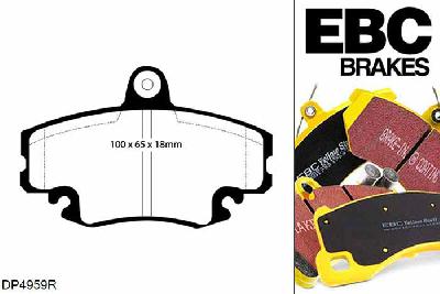 DP4959R, Renault Clio Mk1, 2.0 16v 72mm ABS ring 1993-1996, EBC Yellowstuff remblokken set vooras, Voor modellen met Girling/TRW remklauwen aan de vooras, Voor modellen met een remschijf diameter 259mm