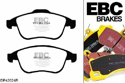 DP42024R, Renault Clio Mk4, 1.6 Turbo 200 PK 2012-, EBC Yellowstuff remblokken set vooras, Voor modellen met ATE remklauwen aan de vooras, Voor modellen met een remschijf diameter 320mm
