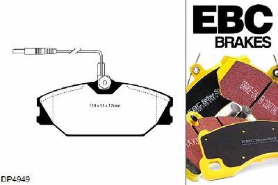 DP4949R, Renault Megane MK1 Convertible, 2.0 16v 147 PK 1996-1999, EBC Yellowstuff remblokken set vooras, Voor modellen met Girling/TRW remklauwen aan de vooras, Voor modellen met een remschijf diameter 262mm
