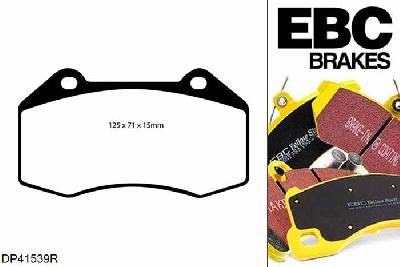 DP41539R, Renault Megane MK2 Hatch, 2.0 Turbo RS Cup 225 PK 2005-2009, EBC Yellowstuff remblokken set vooras, Voor modellen met Brembo remklauwen aan de vooras, Voor modellen met een remschijf diameter 312mm
