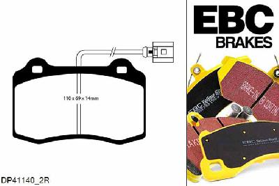 DP41140/2R, Seat Leon (1P), 2.0 Turbo Copa 286 PK 2008-2013, EBC Yellowstuff remblokken set vooras, Voor modellen met Brembo remklauwen aan de vooras, Voor modellen met een remschijf diameter 345mm