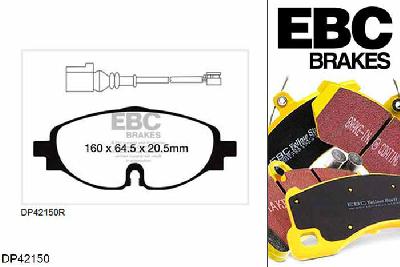 DP42150R, Seat Leon (5F), 2.0 TDI 184 PK 2013-, EBC Yellowstuff remblokken set vooras, Voor modellen met TRW remklauwen aan de vooras, Voor modellen met een remschijf diameter 288mm