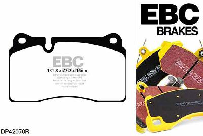 DP42070R, Seat Leon (5F), 2.0 Turbo Cupra 280 PK 2014-, EBC Yellowstuff remblokken set vooras, Voor modellen met Brembo remklauwen aan de vooras, Voor modellen met een remschijf diameter 370mm