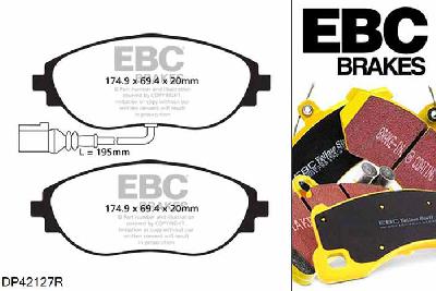 DP42127R, Skoda Kodiaq, 2.0 TDI 2WD 150 PK 2016-, EBC Yellowstuff remblokken set vooras, Voor modellen met TRW remklauwen aan de vooras, Voor modellen met een remschijf diameter 314mm