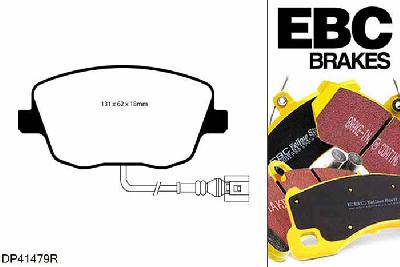 DP41479R, Skoda Roomster, 1.4 2006-2015, EBC Yellowstuff remblokken set vooras, Voor modellen met TRW remklauwen aan de vooras, Voor modellen met een remschijf diameter 288mm