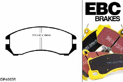 DP4665R, Suzuki Swift, 1.3 GTi (AA34S) 1989-1997, EBC Yellowstuff remblokken set vooras, Voor modellen met Akebono remklauwen aan de vooras, Voor modellen met een remschijf diameter 250mm
