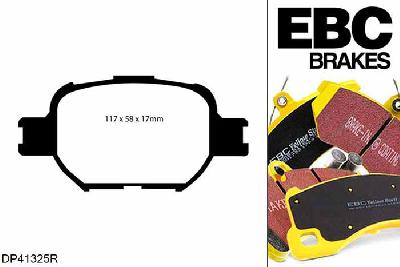 DP41325R, Toyota Corolla, 2.0 TD (CDE120) 2002-2007, EBC Yellowstuff remblokken set vooras, Voor modellen met Akebono remklauwen aan de vooras, Voor modellen met een remschijf diameter 275mm