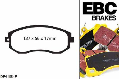 DP41884R, Toyota GT86, 2.0 (Not UK) 200 PK 2012-, EBC Yellowstuff remblokken set vooras, Voor modellen met Tokico remklauwen aan de vooras, Voor modellen met een remschijf diameter 277mm