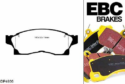 DP4936R, Toyota MR2 Mk2, 2.0 (SW20) (-61690) 1990-1992, EBC Yellowstuff remblokken set vooras, Voor modellen met een remschijf diameter 258mm