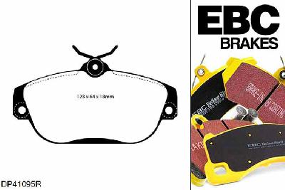 DP41095R, Volvo S90, 2.9 1997-1998, EBC Yellowstuff remblokken set vooras, Voor modellen met Girling/TRW remklauwen aan de vooras, Voor modellen met een remschijf diameter 280mm