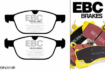 DP42018R, Volvo XC90, 2.4 TD 200 PK 2012-2015, EBC Yellowstuff remblokken set vooras, Voor modellen met ATE remklauwen aan de vooras, Voor modellen met een remschijf diameter 328mm
