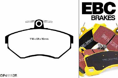 DP41112R, VW Golf Cabriolet Mk3, 1.8 1997-1998, EBC Yellowstuff remblokken set vooras, Voor modellen met Girling/TRW remklauwen aan de vooras, Voor modellen met een remschijf diameter 256mm