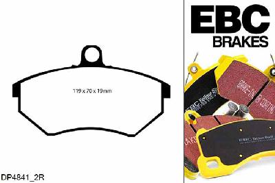 DP4841/2R, VW Golf Mk3, 1.9 TDI 90 PK 1993-1995, EBC Yellowstuff remblokken set vooras, Voor modellen met Girling/TRW remklauwen aan de vooras, Voor modellen met een remschijf diameter 256mm