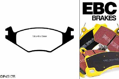 DP4517R, VW Passat, 1.8 1984-1988, EBC Yellowstuff remblokken set vooras, Voor modellen met VW remklauwen aan de vooras, Voor modellen met een remschijf diameter 239mm