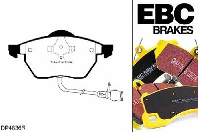 DP4836R, VW Passat, 1.9 TDI 110 PK 1995-1996, EBC Yellowstuff remblokken set vooras, Voor modellen met ATE remklauwen aan de vooras, Voor modellen met een remschijf diameter 288mm