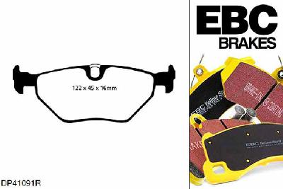 DP41091R, BMW 5 Series (E39), 535 i (3.5) 5 Series (E39), EBC Yellowstuff remblokken set achteras Voor modellen met ATE remklauwen aan de achteras, Voor modellen met remschijf diameter van 298mm aan de achteras