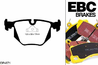 DP4871R, BMW M5, 3.8 (E34) M5, EBC Yellowstuff remblokken set achteras Voor modellen met ATE remklauwen aan de achteras, Voor modellen met remschijf diameter van 328mm aan de achteras