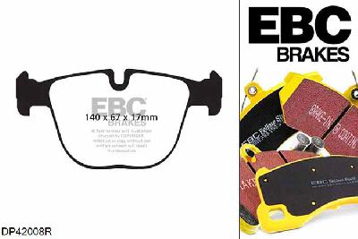 DP42008R, BMW X6, 4.4 Twin Turbo (50) X6, EBC Yellowstuff remblokken set achteras Voor modellen met ATE remklauwen aan de achteras, Voor modellen met remschijf diameter van 385mm aan de achteras