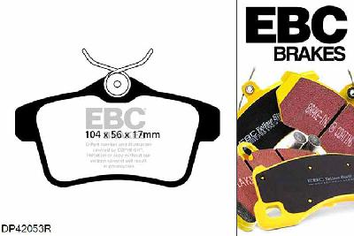 DP42053R, Citroen DS4, 1.6 TD 110 PK DS4, EBC Yellowstuff remblokken set achteras, Voor modellen met remschijf diameter van 267mm aan de achteras