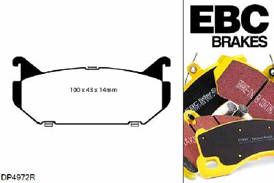 DP4972R, Ford Probe, 2.5 Probe, EBC Yellowstuff remblokken set achteras, Voor modellen met remschijf diameter van 261mm aan de achteras
