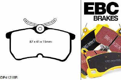 DP41218R, Ford Puma, 1.7 Racing Puma, EBC Yellowstuff remblokken set achteras Voor modellen met Girling/TRW remklauwen aan de achteras, Voor modellen met remschijf diameter van 253mm aan de achteras