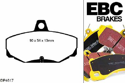 DP4617R, Ford Sierra, 2.0 Turbo Cosworth Sierra, EBC Yellowstuff remblokken set achteras Voor modellen met Girling/TRW remklauwen aan de achteras, Voor modellen met remschijf diameter van 273mm aan de achteras