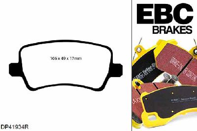 DP41934R, Ford S-Max, 2.0 Turbo (Elec H/B) S-Max, EBC Yellowstuff remblokken set achteras Voor modellen met TRW remklauwen aan de achteras, Voor modellen met remschijf diameter van 302mm aan de achteras