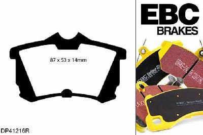 DP41216R, Honda Accord Type-R, 2.2 (CH) Accord Type-R, EBC Yellowstuff remblokken set achteras Voor modellen met Girling/TRW remklauwen aan de achteras, Voor modellen met remschijf diameter van 260mm aan de achteras